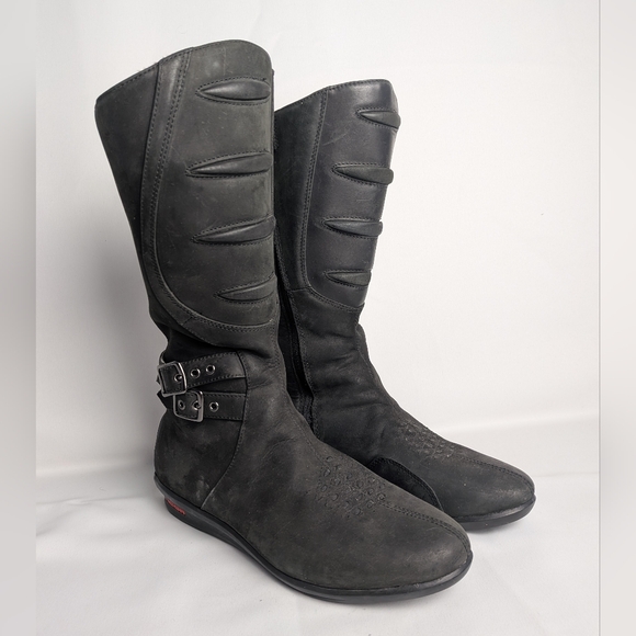 ICON Leather Women Riding Boots Black Color Biker Moto Size 9 US YKK Zippers - Picture 2 of 16